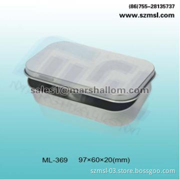 rectangular tin box with hinge, metal box